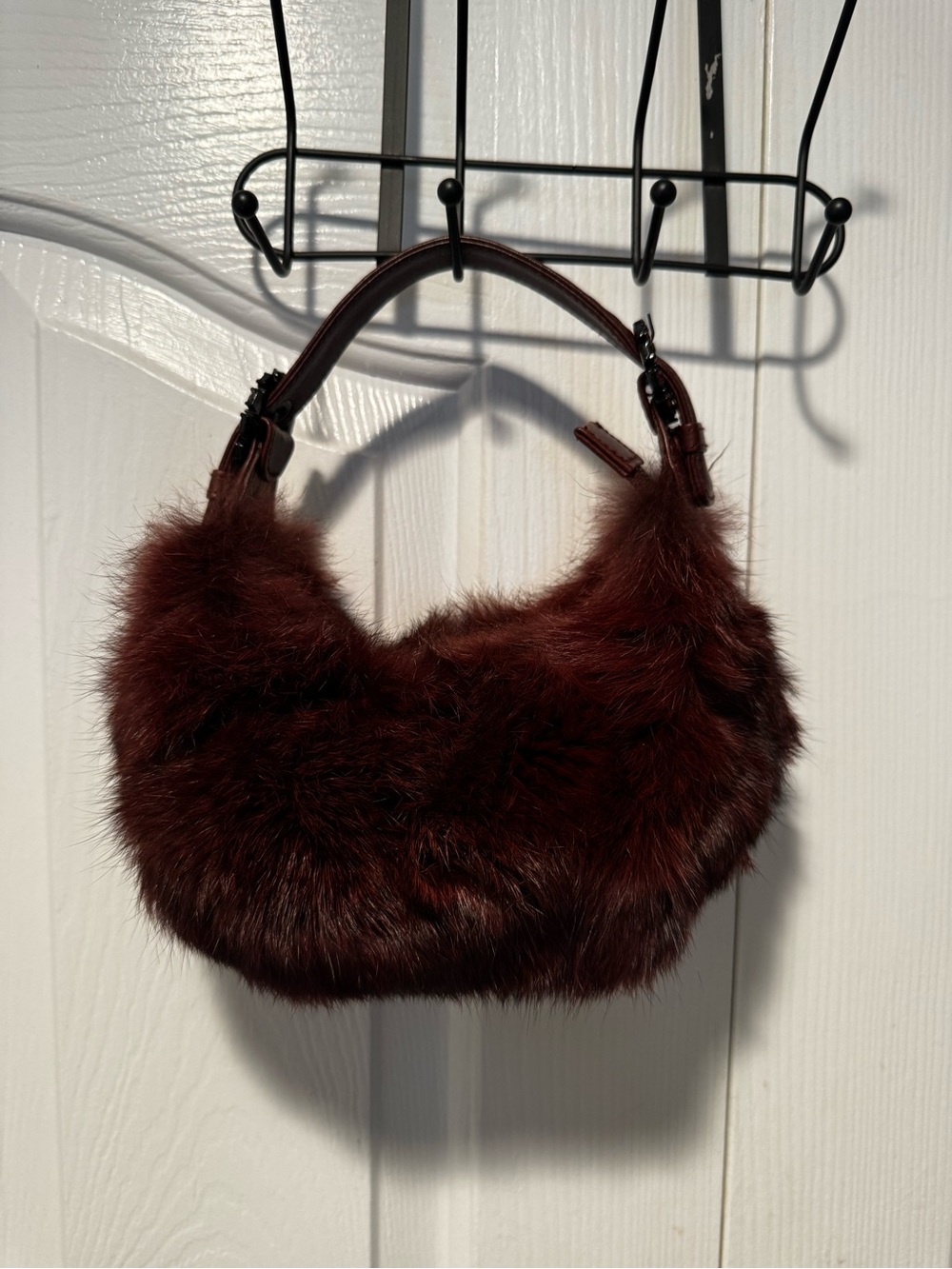 Vintage Isabella Fiore Y2K Rabbit Fur Rhinestone Mini Bag